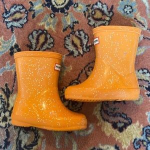 Hunter Rain Boots Toddler Sz 5 / 6 Orange Glitter EUC Nordstrom